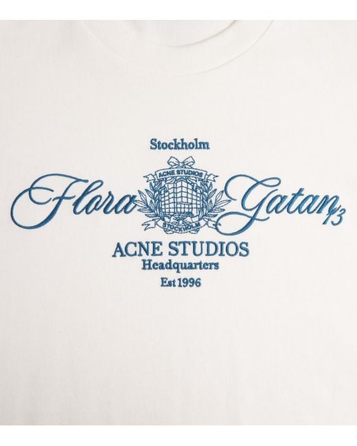 Acne White Cotton Logo T-Shirt