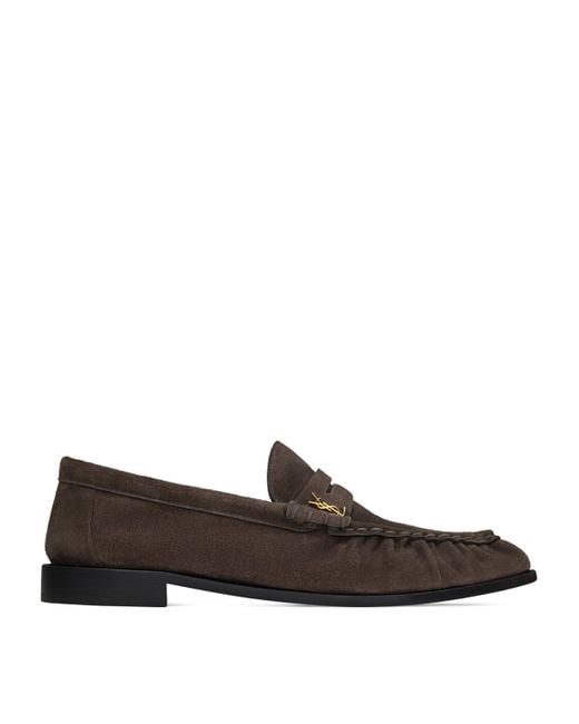 Saint Laurent Brown Suede Le Loafers