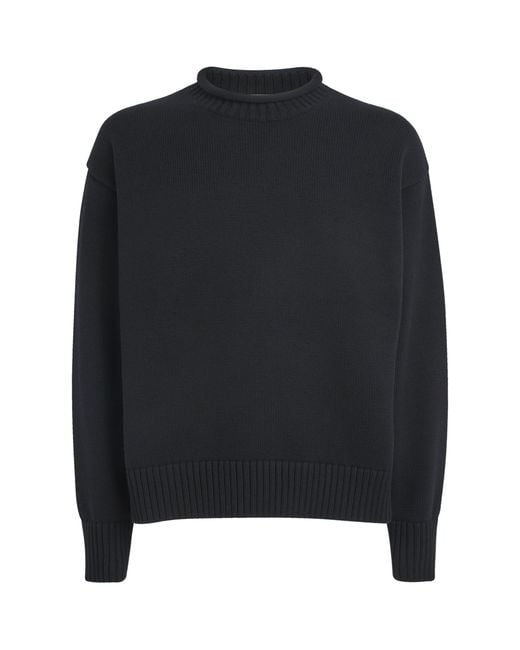Studio Nicholson Black Merino Wool-Cotton Sweater for men