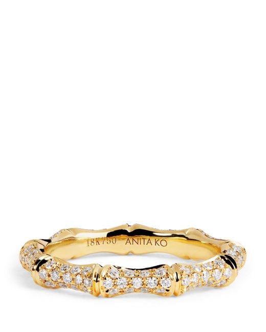 Anita Ko Metallic And Pavé Diamond Bamboo Ring