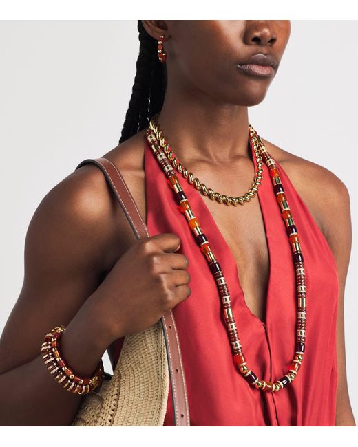 Eddie Borgo Pink Plated Amber, Carnelian And Pavé Crystal Lenox Bracelet