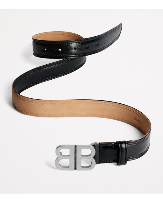Balenciaga Black Leather Bb Belt