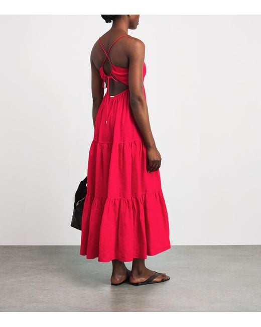 Heidi Klein Pink Linen Amalfi Maxi Dress