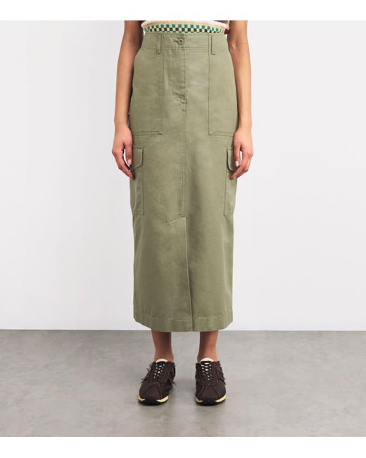 Weekend by Maxmara Green Cotton Maxi Skirt