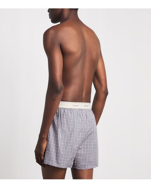 Skims Purple Cotton Poplin Check Boxer Shorts for men