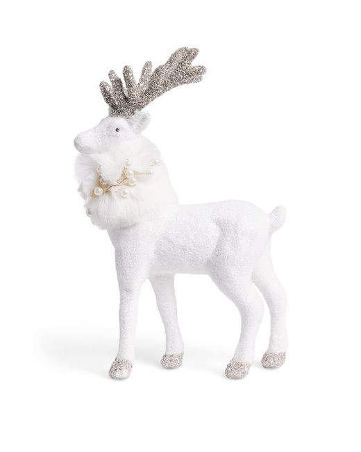 Harrods White Glitter Blitzen Reindeer Ornament