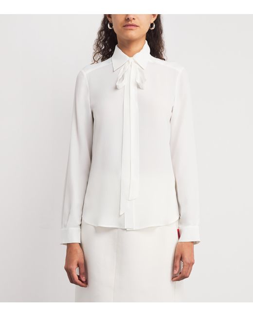 MAX&Co. White Crepe De Chine Scarf-Neck Shirt
