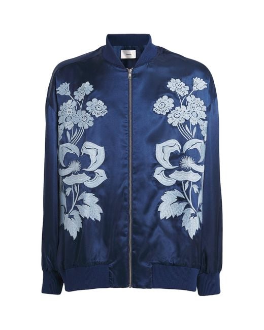 Commas Blue Floral Embroidered Bomber Jacket for men