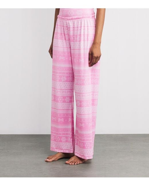 Skims Pink Pointelle Plush Pyjama Trousers