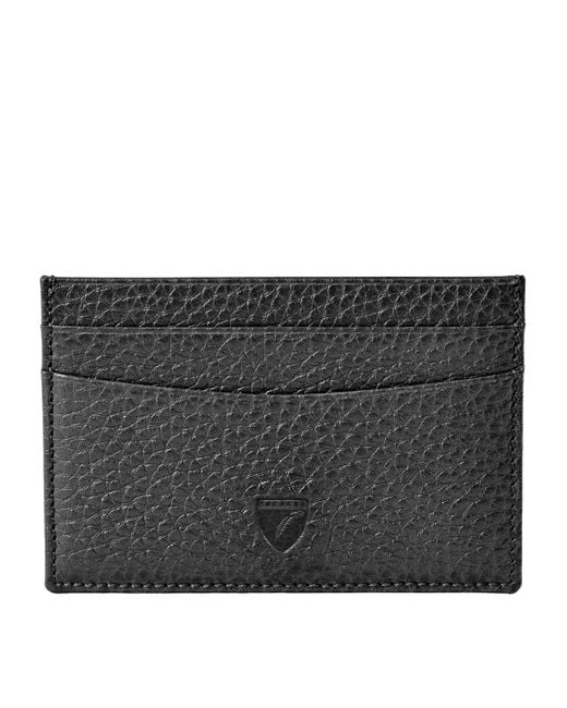 Aspinal Black Leather Logo Card Holder