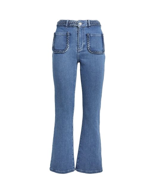 Maje Blue Braid-detail Flared Jeans