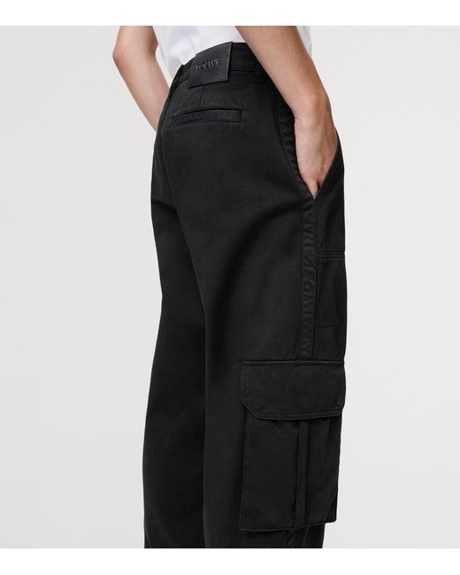 Loewe Black Cotton Cargo Trousers for men