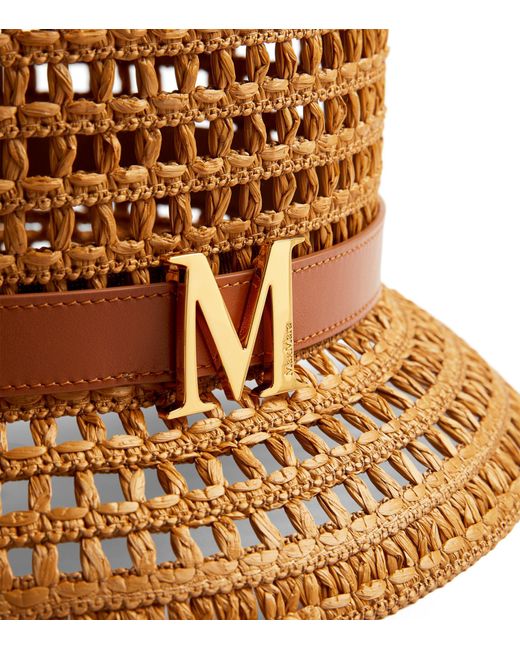 Max Mara Brown Woven Logo Bucket Hat