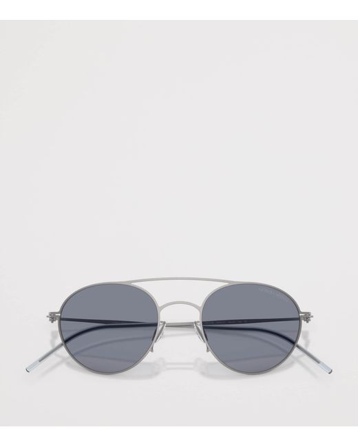 Giorgio Armani Gray Metal Round Sunglasses for men