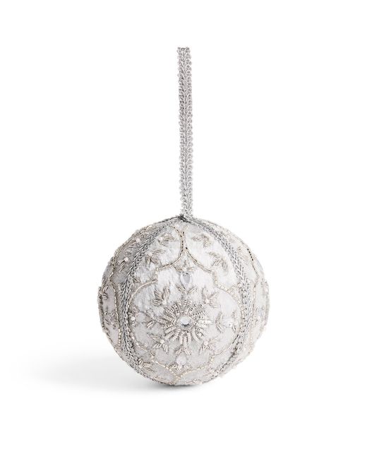 Harrods White Velvet Beaded Bauble