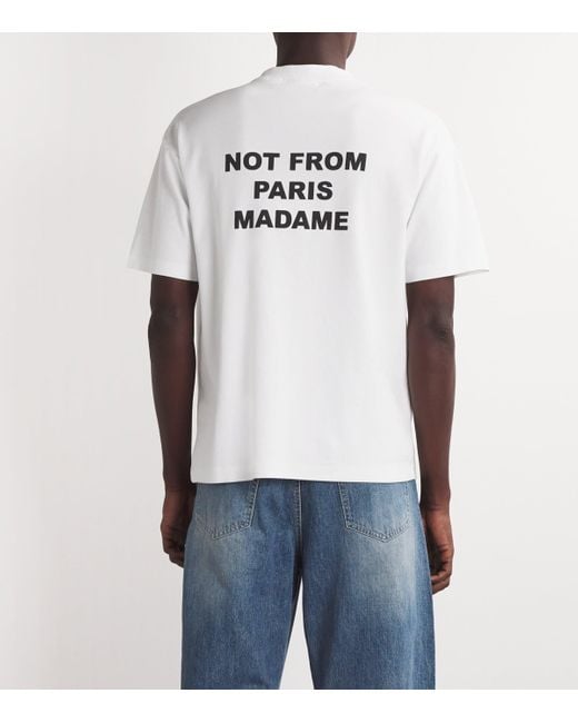 Drole de Monsieur White Cotton Slogan T-Shirt for men