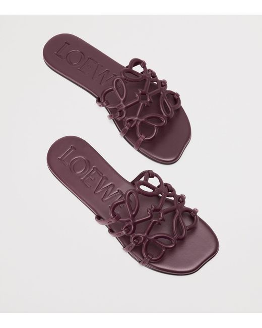Loewe Red Leather Petal Anagram Sandals