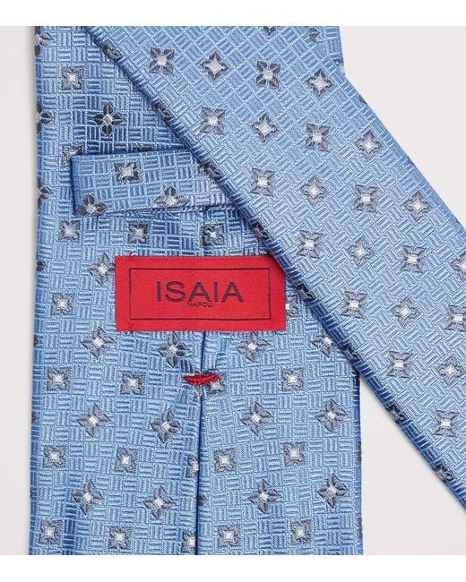Isaia Blue Silk Tie for men