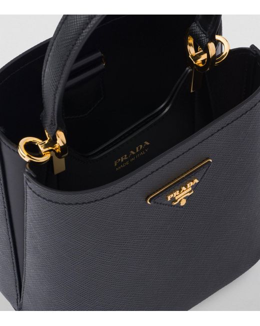 Prada Black Small Leather Saffiano Panier Top-handle Bag