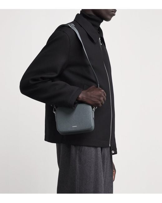Sandro Gray Mini Recycled Saffiano Leather Cross-Body Bag for men
