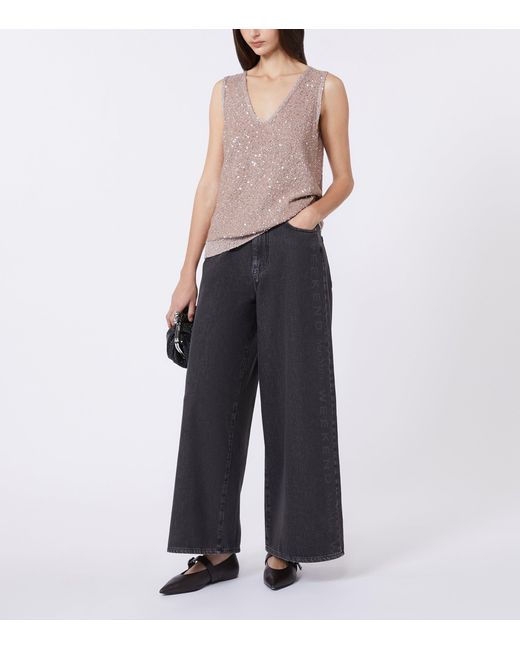 Weekend by Maxmara Pink Knitted Sequin-Detail Sweater Vest