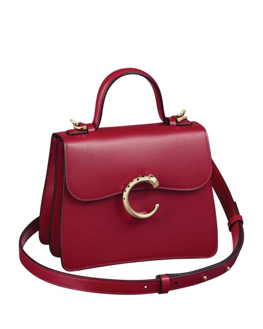 Cartier Red Leather Mini Panthère De Top-Handle Bag
