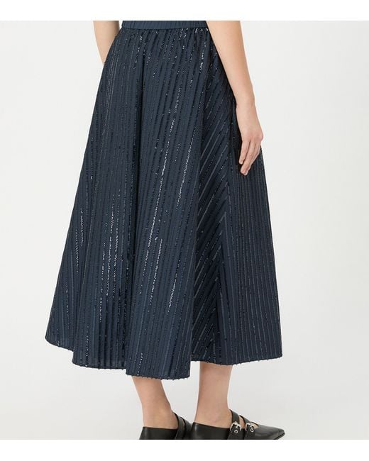 Weekend by Maxmara Blue Cotton Sequinned Skirt