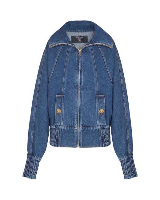 Balmain Blue Denim Bomber Jacket