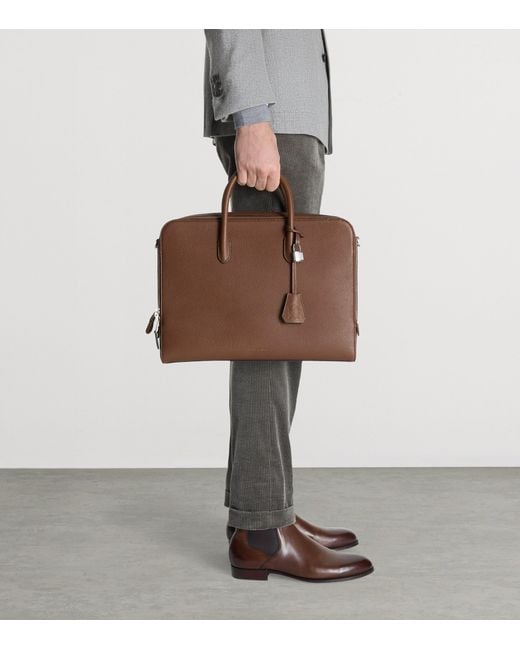 Dunhill Brown Leather Bourdon 38 Briefcase for men