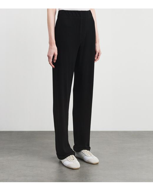 ÉTERNE Black Cotton-Modal Ribbed Sweatpants