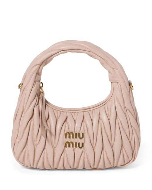 Miu Miu Pink Matelassé Leather Wander Top-Handle Bag