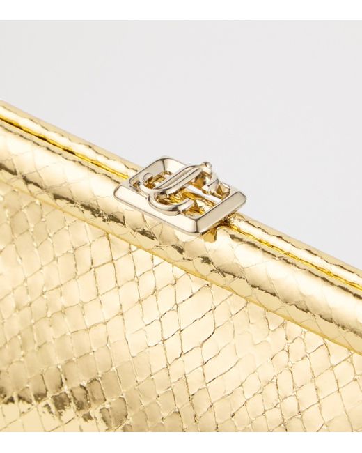 Jimmy Choo Natural Skylar Snake-Embossed Leather Clutch Bag