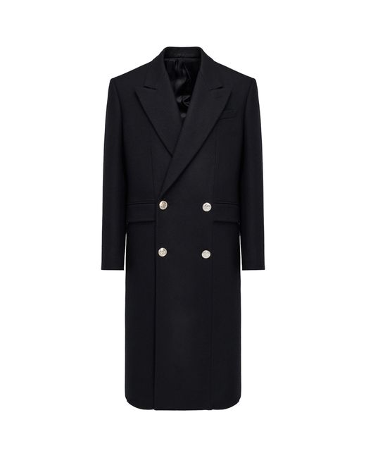 Alexander McQueen Black Wool Double-breasted Overcoat for men