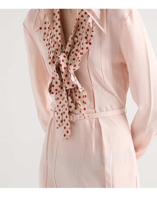 Prada Pink Silk Embroidered Marocain Midi Dress