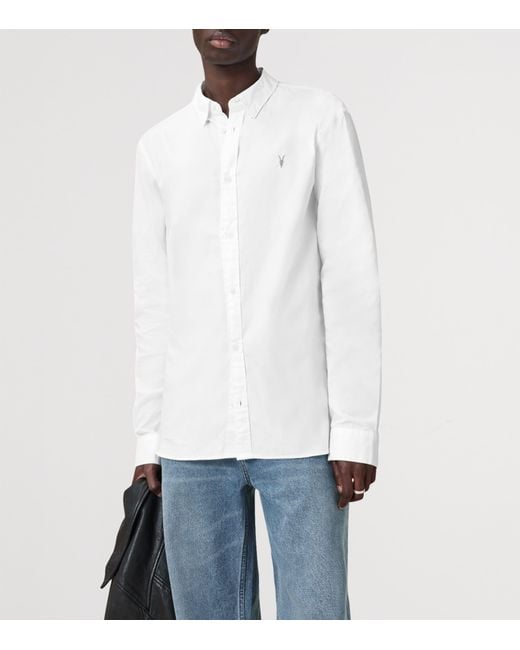AllSaints White Stretch-Cotton Hawthorne Shirt for men
