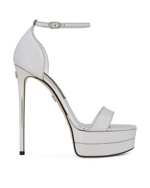 Dolce & Gabbana White Keira Platform Sandals 105