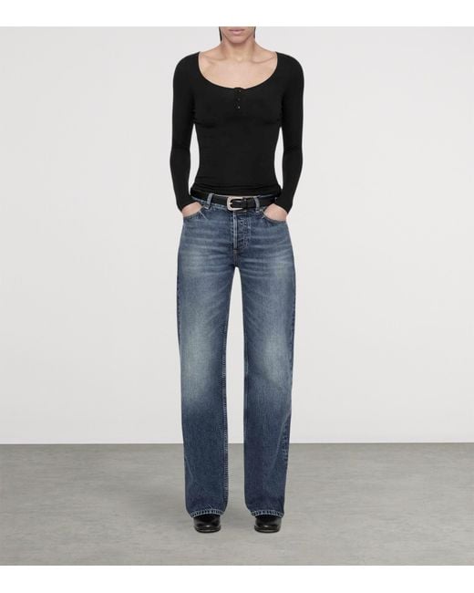 AllSaints Black Jules Henley Long-Sleeve T-Shirt