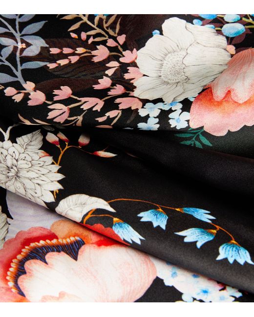 Meng Black Silk Floral Kimono