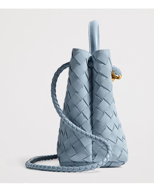 Bottega Veneta Blue Small Suede Andiamo Top-Handle Bag