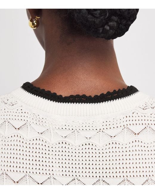 Self-Portrait White Knitted Pointelle Midi Dress