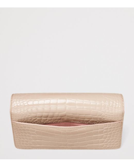 Aspinal Natural Croc-Embossed Leather Mayfair 2 Clutch Bag