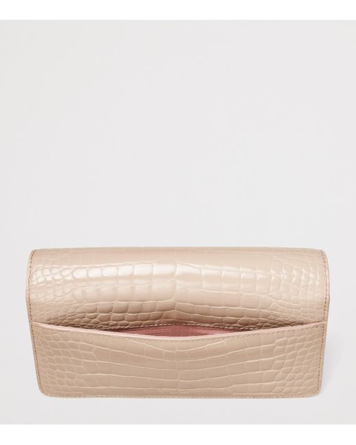 Aspinal Natural Croc-Embossed Leather Mayfair 2 Clutch Bag