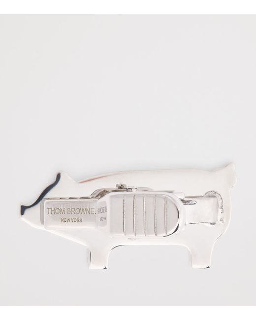 Thom Browne Black Sterling Pig Tie Bar for men
