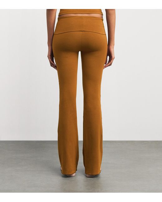 Skims Brown Cotton Jersey Foldover Trousers