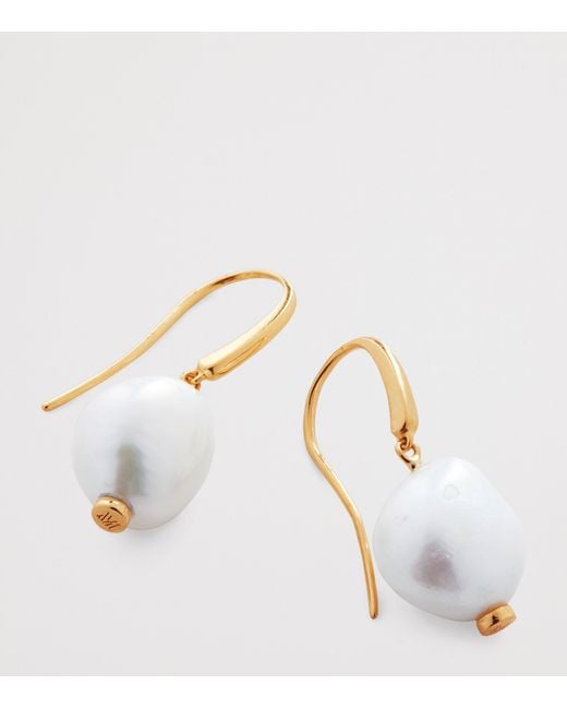 Monica Vinader White Vermeil And Keshi Pearl Nura Earrings