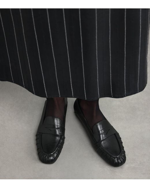 Stuart Weitzman Black Leather Brooks Loafers