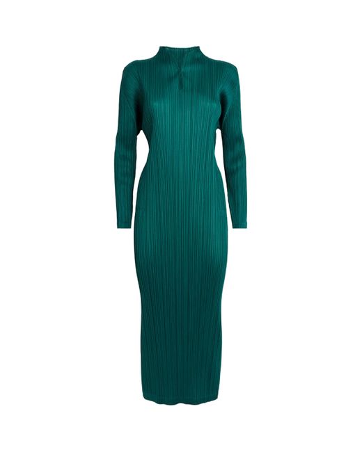 Pleats Please Issey Miyake Green Monthly Colors January Midi Dress