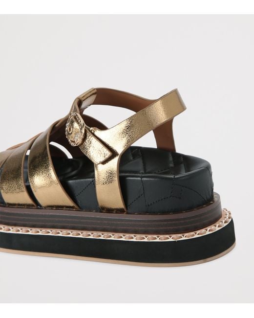 Kurt Geiger Brown Metallic Leather Orson Sandals