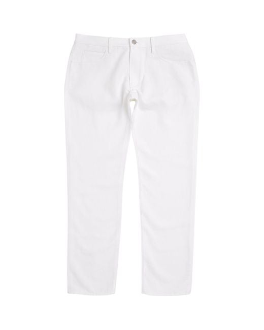 Giorgio Armani White Linen-cotton Straight Jeans for men