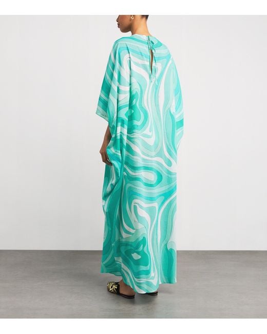 Emilio Pucci Blue Cotton Marmo Maxi Dress